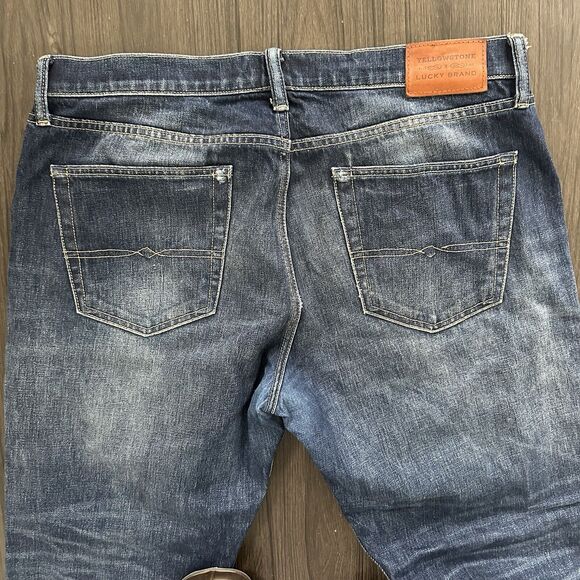 Lucky Brand x Yellowstone 363 Vintage Straight Denim Blue Jeans 36x32 Selvedge - Picture 7 of 8